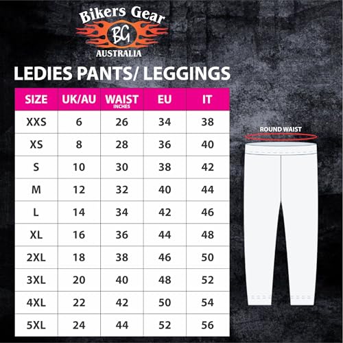 Bikers Gear Australia Damen Motorrad-Leggings mit Kevlar gefüttert, mit abnehmbarer CE-Protektoren, Schwarz, 14