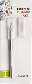 Estilete Tipo Bisturi C/2 Laminas Extras Blister Leo&leo Leonora, Prata