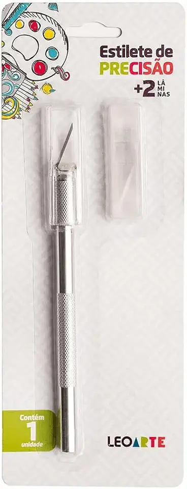 Estilete Tipo Bisturi C/2 Laminas Extras Blister Leo&leo Leonora, Prata