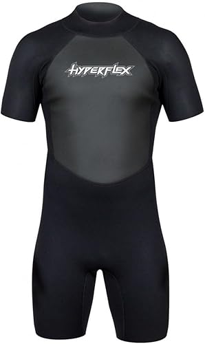 HYPERFLEX Traje de neopreno corto de 0.098in para hombre y mujer, para surf, deportes acuáticos, buceo, esnórquel, cómodo, flexible, ajuste