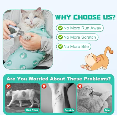 Image of Supet Cat Wrap for Cutting Nails, 2025 Self-Adherent Cat Grooming Wrap, Anti-Escape Calming Swaddle for Medicine, Nail Clipping, Teeth Brushing, Ear Cleaning