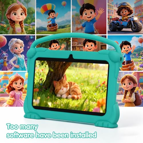 Image of 7 inch Kids Tablet, Android Tablet for Kids, 4GB RAM+32GB ROM+1TB Expand, Toddler Tablets with Shockproof Case, Parental Contral, 1024*600 IPS Screen, 3000mAh Battery, Educational, Games, Green