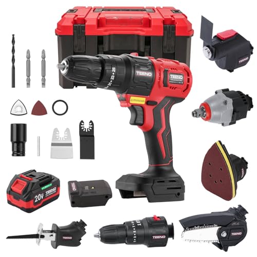Cordless Combo Kit 20V, 8-in-1 Cordless Multi-tool with Case, Drill, Recip saw, Chain Saw, Impact wrench, Oscillating Tool, Sander with Accessories, 3.0Ah Lionthium Battery and Charger