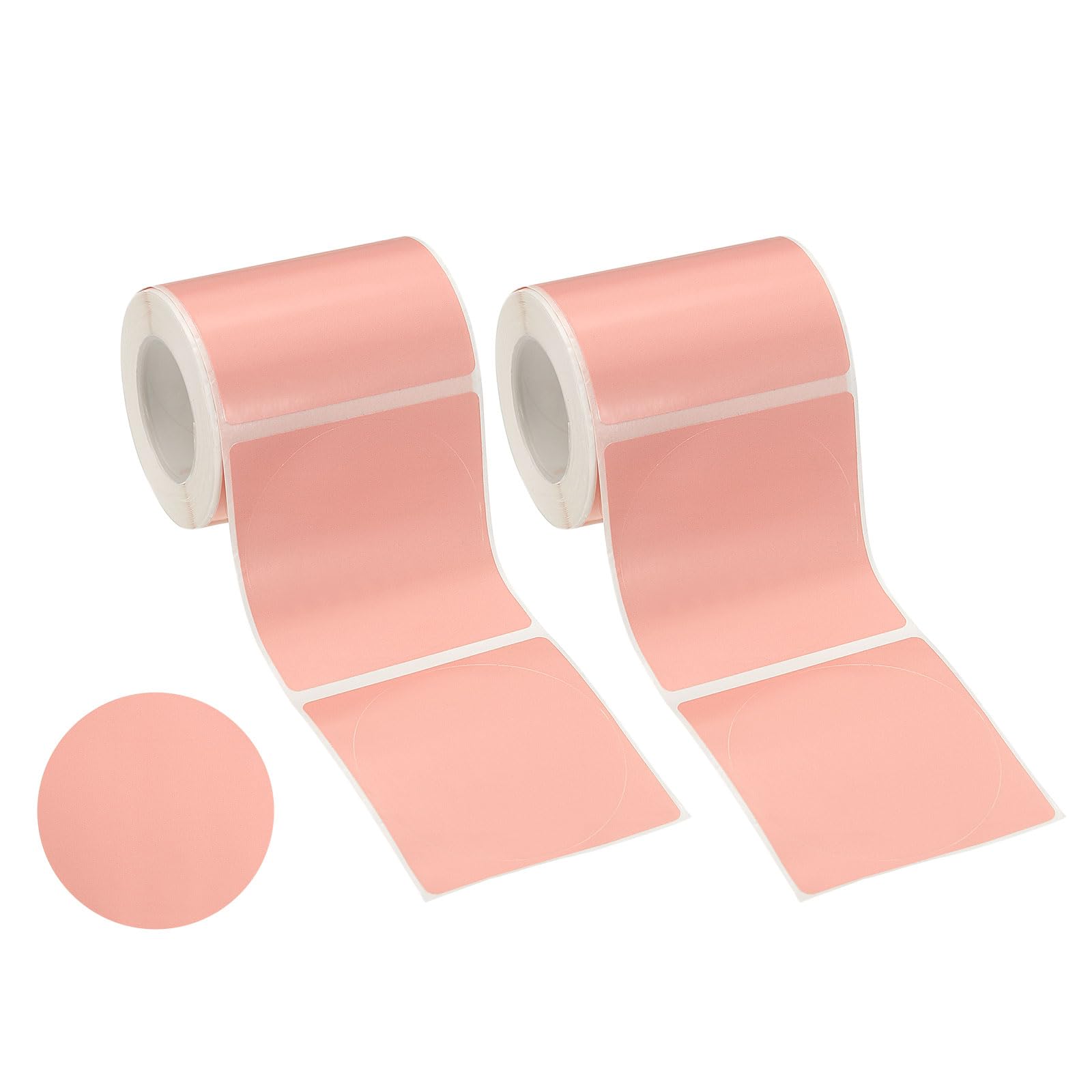 PATIKIL 280 Pcs Thermal Labels, 2x2 Round Thermal Printer Labels Stickers Self Adhesive Tags Paper 2 Rolls Small Waterproof for Printer Small Business Name Tag Barcode, Pink