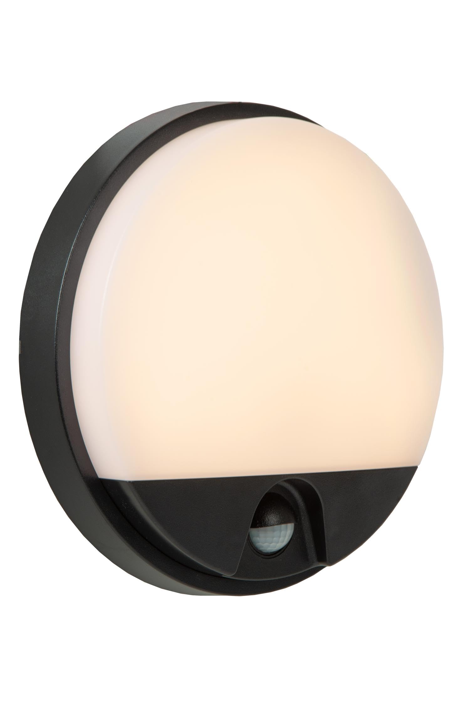 LUCIDE HUPS IR - Wall Light Indoor/Outdoor - Ø 21 cm - LED - 1x10W 3000K - IP54 - Motion Sensor - Black