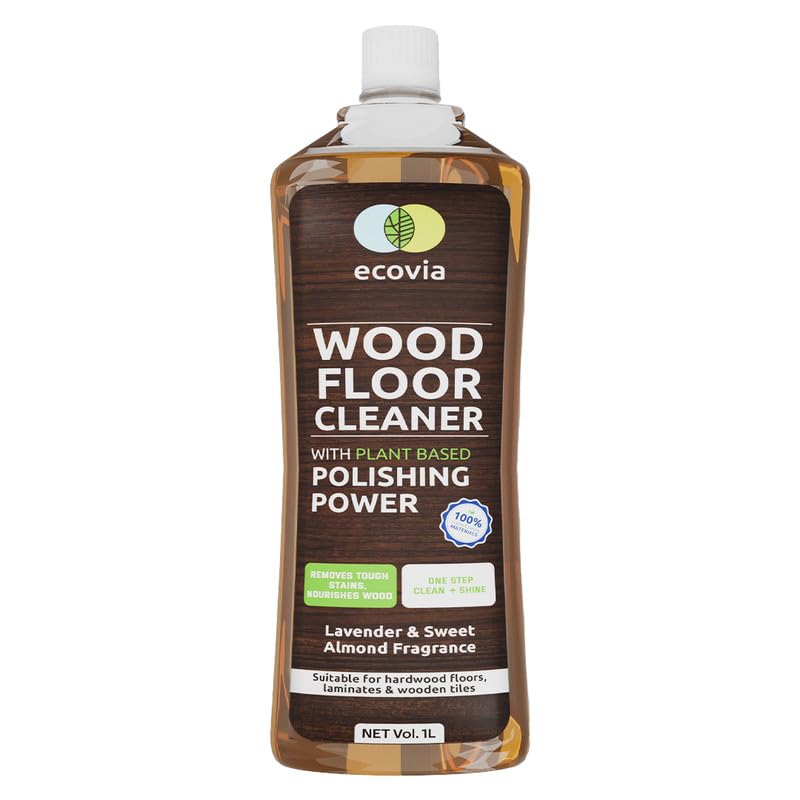 Ecovia Wood Floor Cleaner (900 ml) | Natural & Eco-Friendly|shines & Protects|for Hardwood, Laminate, Parquet & Wooden Tile Flooring|kids & Pet Friendly|lavender Almond Fragrance