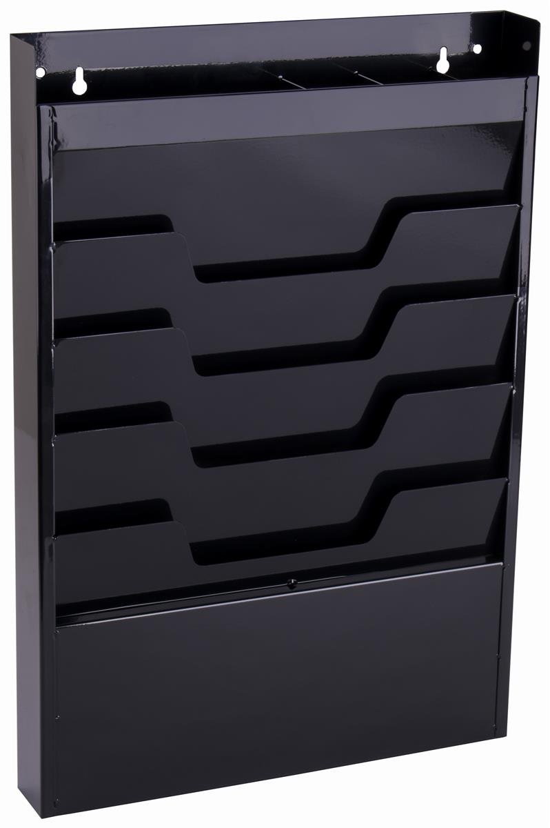 Displays2go oficina de pared para carpeta de archivos/revista, 4 pisos, parte superior organizador, negro acero (tfor04blk)