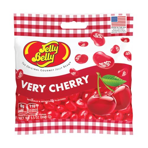 Jelly Belly Very Cherry Jelly Beans, 3.5 Ounce Grab and Go Bag - Kosher, Fat Free Candy with True-to-Life Cherry Flavor