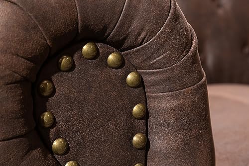 Riess Ambiente Chesterfield 3er Sofa 200cm Vintage braun 3-Sitzer mit Knopfheftung und Federkern Couch Dreisitzer Couch – Bild 7