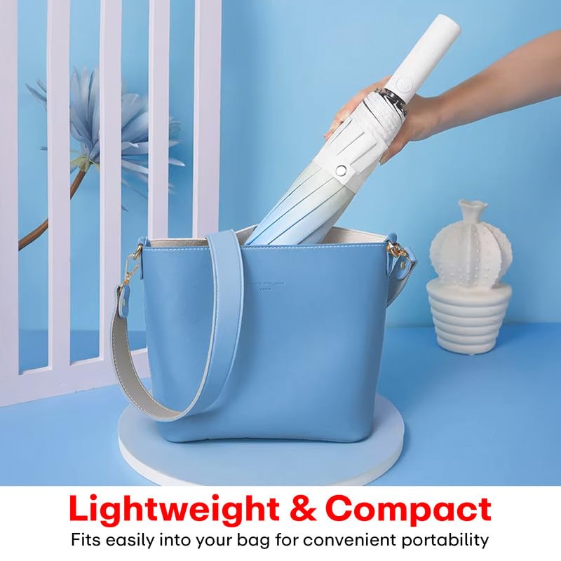 Image of PRIME PICK Gradient Automatic Umbrella - Windproof and UV-Resistant Foldable Umbrella with One-Button Auto Open Close, Sturdy Frame, Compact and Travel-Friendly