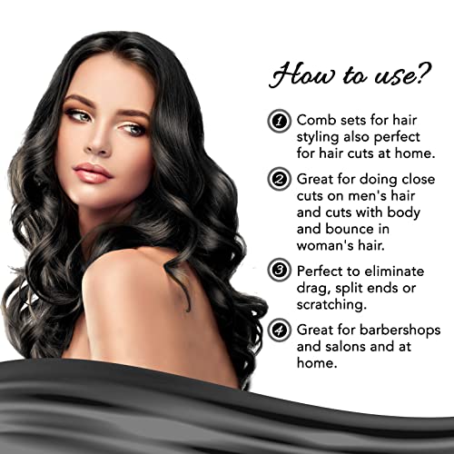 Allegro Combs 450 Tapered Hair Combs Barber Combs Hair Cutting Combs Hairstylist Combs Women's Combs Men's Pocket Combs Made In The Usa. 6 Pcs. (Gray) #TOP1