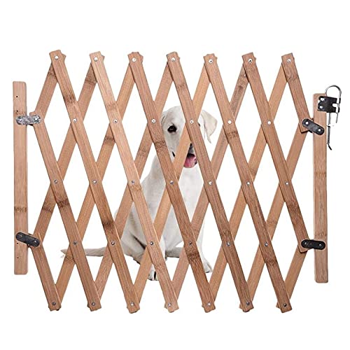 Zaungitterschutz, Holztür, einziehbar, stehend, Trennwand, Terrasse und Garten, Online-Hundezubehör (gelb, Einheitsgröße)