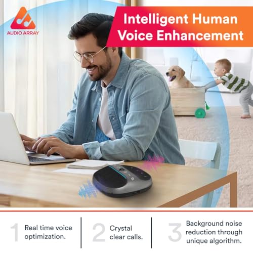 Audio Array AM-W45 Wireless Conference Microphone with Speaker | Bluetooth, USB & 4 Mics | 360° Pickup Upto 4M | Noise Reduction & Enhanced Voice |... - Image 5