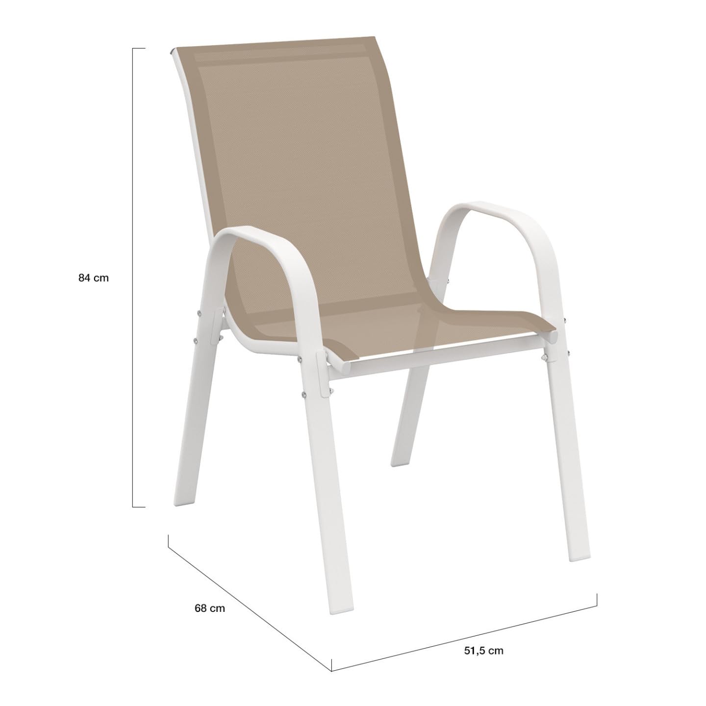 Set di mobili da Giardino Madrid Tavolo 150 CM e 6 sedie impilabili Bianco e Beige