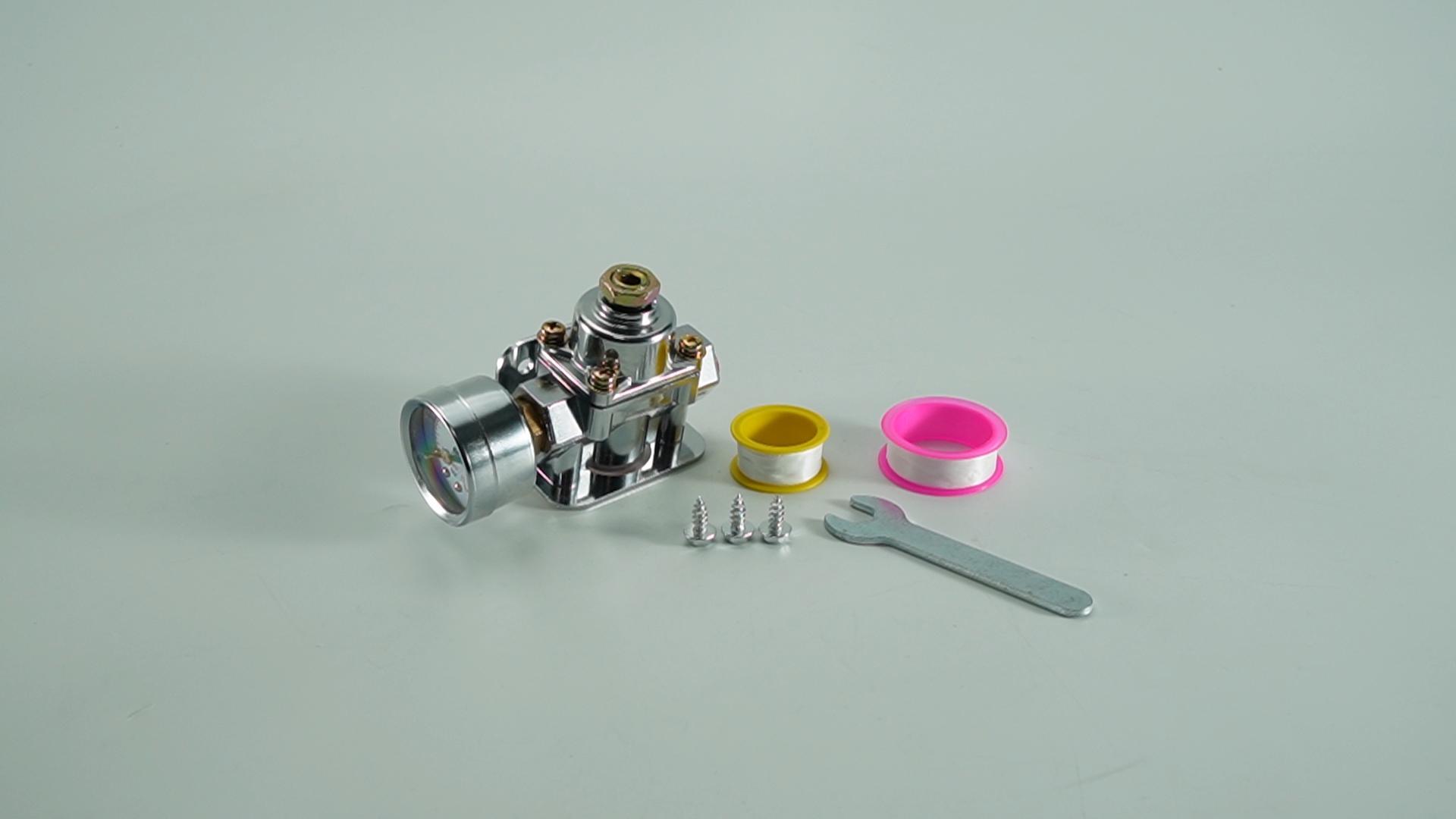 Image of Adjustable Fuel Pressure Regulator with Gauge Fit for Holley Edelbrock | Replace 12-803, 4-1 /2-9 PSI, 3 /8in NPT