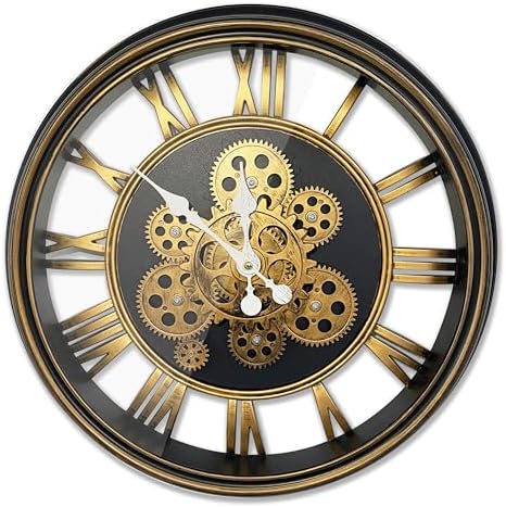 Amazon.com: OCEST 16 Inch Moving Gear Wall Clock, Vintage Industrial ...
