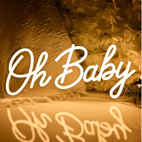 SYLHOME Oh Baby Led Neon Light Sign Baby Shower Party Backdrop Wall Decor