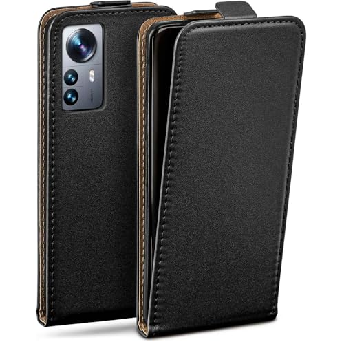 Étui en cuir végétalien Xiaomi 12 Pro moex, la protection verticale premium noire