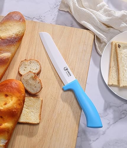 UMOGI Ceramic Kitchen Knife Set with Covers in Gift Box, Healthy Stain Resistant & Non-Rust, Dishwasher Safe - Colorful Knife Set Include Chef, Serrated Bread, Utility & Paring Knife