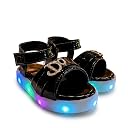 ANGEL STEP Girls LED Light-Up Sneakers, Party Shoes with Bow and Butterfly Charm, Flashing Lights, Soft Sole, for Dance, Birthday Celebrations, Casual Wear (Black, UK Footwear Size System, Big Kid, Numeric Range, Medium, 5, 6) gallery image