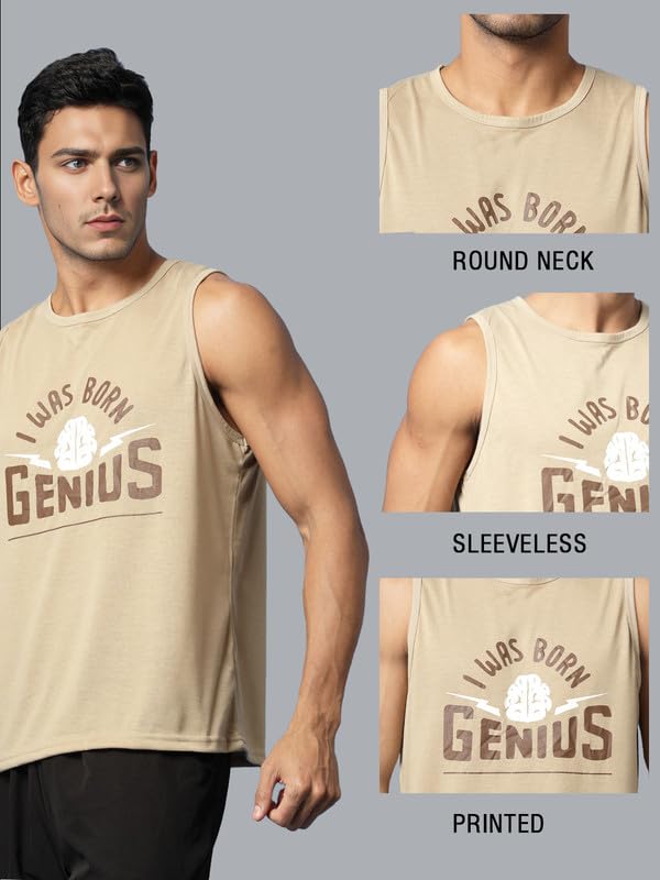 Image of CHKOKKO Sleeveless T Shirts Gym Vest for Men Workout Graphic Printed Premium Cotton Blend Tank Top for Man Running Vest Sando Gym Wear Lightweight Breathable Casual Summer Wear Boys