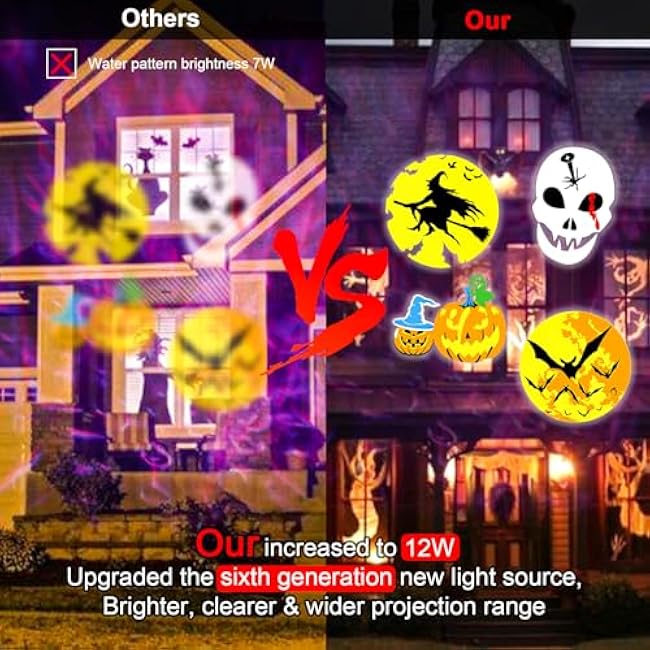 Halloween Projector Lights Outdoor, LED Christmas Projector Lights Outdoor Waterproof with Remote Control & Timer, Holiday Projector for Christmas, Halloween, Party, Yard, Garden Decoration