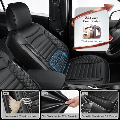Image of for Toyota Corolla Seat Covers 2014 2015 2016 2017 2018 2019 Corolla LE /L /S Plus /S /LE Plus /XSE /SE Premium Leather Car Seat Covers Full Set for SUV-Car Seat Protector (Black, 5 Seats)