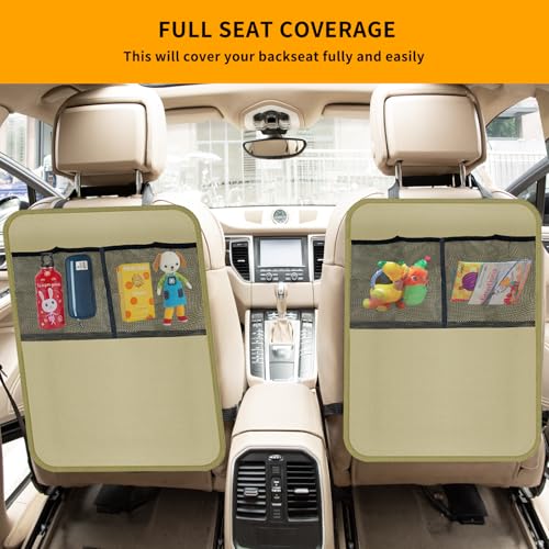 Image of 2 Pack Kick Mat Backseat Protector,Back Seat Cover for Kids Beige