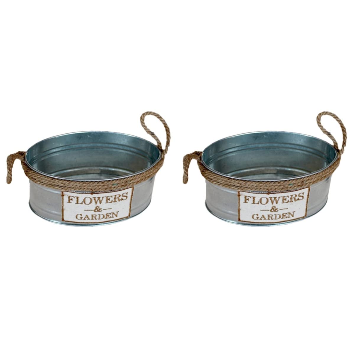 YARNOW2pcs Yard Container Basket Chic for Party Living Succulent Grey Iron Planters Style Vintage Light Decor Ornaments Vase Holder Jug Country Pot Room Cactus Metal Handles