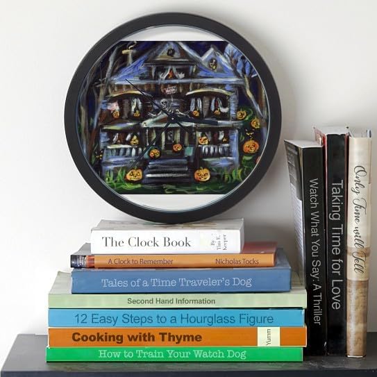 CafePress Halloween Haunted House Desig 10" Wall Clock for Livingroom, Kitchen, or Office