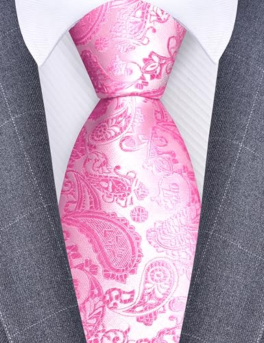Image of GUSLESON 3.15 inch(8cm) Fashion Paisley Ties Mens Woven Jacquard Necktie for Wedding