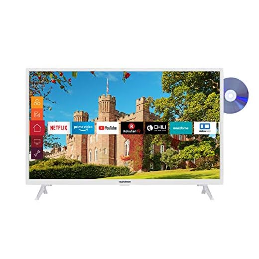 Telefunken XH32J511D-W 32 tums TV (Smart TV inkl. Prime Video/Netflix/YouTube, HD-ready, DVD-spelare, Works with Alexa, Triple-Tuner) [Modellår 2021]