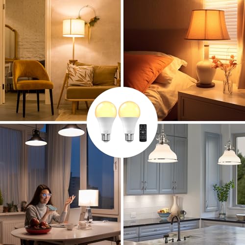 LED Glühbirne E27 Mit Fernbedienung, LED Lampen 9W Äquivalent 60W, E27 Dimmbare Glühbirne, Ferngesteuerte Glühbirne mit Timing Funktion, 3 Farbtemperatur 3000K-6000K, A70 Smart Birne für Heimdekor – Bild 6