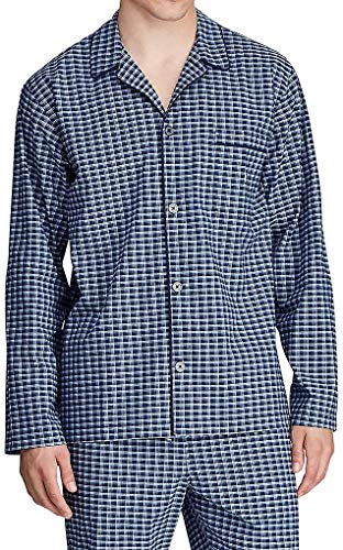 Polo Ralph Lauren Men's Button Up Cotton/Elastane Blend Sleep Wear Blue Multi (Medium)