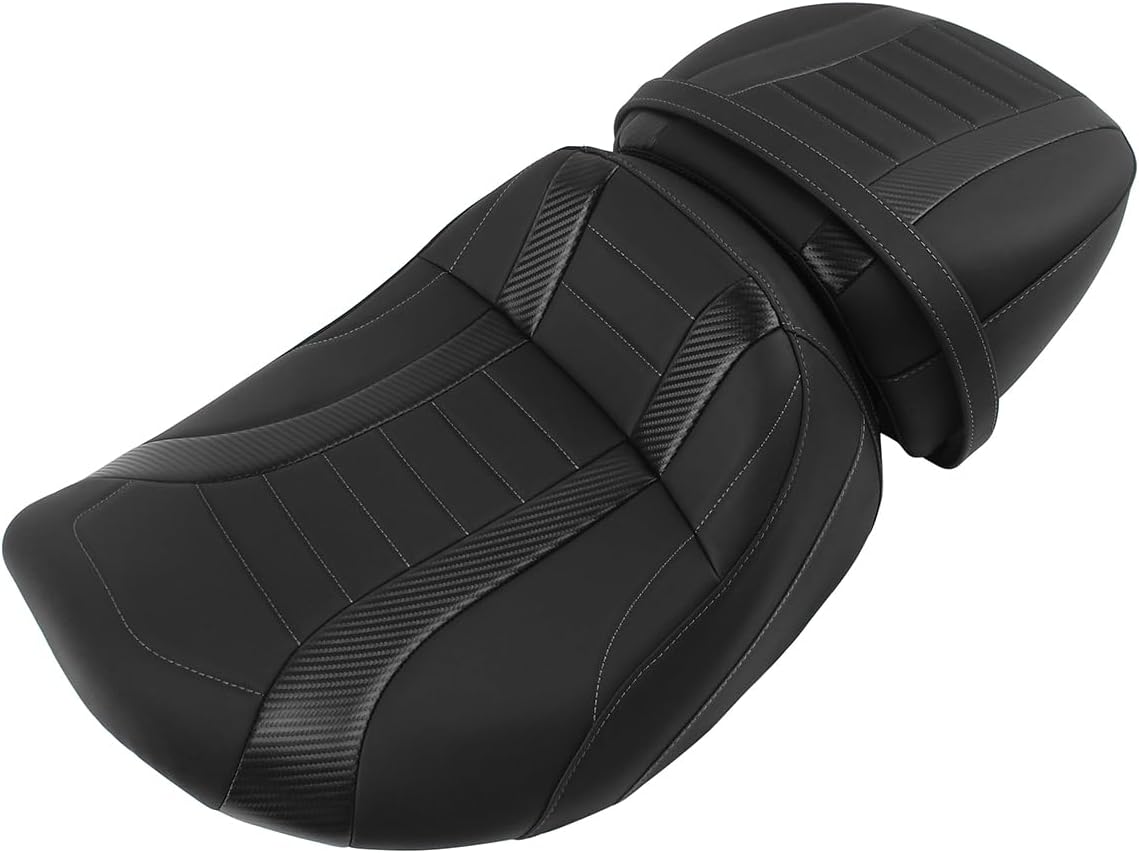 H RUO Motorcycle Two Up Seat Driver Passenger Seat Low Profile PU Leather Seat Fits for Harley Touring Road Glide Street Glide FLTRX FLTRXSE FLHX FLHXSE 2023-2025 2024