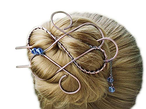 Large Celtic Hair Clip Bun Holder Hair Slide Hair Fork For Long Thick Hair,Copper Jewelry image 2
