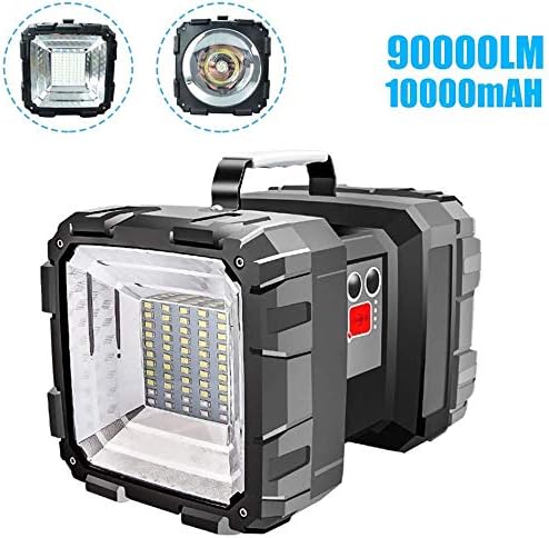 Double Head Flashlight, Swonuk Double Head Searchlight 10000 mAh Rechargeable Portable Handheld Spotlight Floodlight Camping Lantern Outdoor Super Bright Work Light Solar Fishing Light