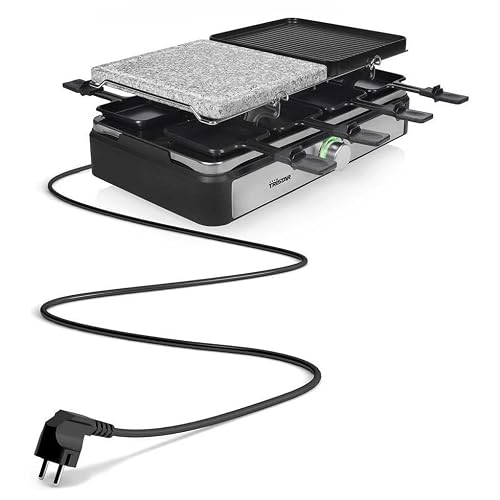 Miniatura 5 de Tristar Ra-2725 Raclette Multifuncional Cinco En Uno, Plancha De Asar, Parrilla, Raclette Y Plancha De Piedra, Termostato Regulable, Superficie Doble De 21 X 23 Cm, Para 8 Comensales, 1400 W