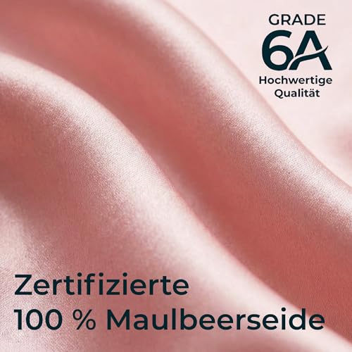 Seidenhaube zum Schlafen aus 100% Maulbeerseide – einlagige atmungsaktive Schlafhaube, anpassbare Schlafmütze mit weichen Stretch-Stoffbändern, Silk Bonnet, Haarhaube für die Nacht (rosa)