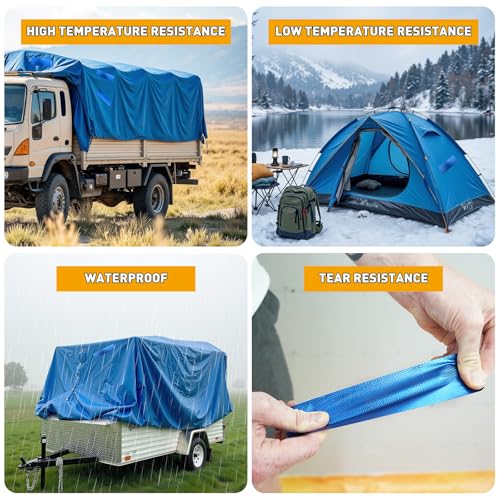 Image of BIGTEETH Blue Tent Repair Tape 2 inch * 26.25 ft | Canvas Repair Tape, Outdoor Repair Tape for Tarp, Tent, Boat Cover,Waterproof, UVproof