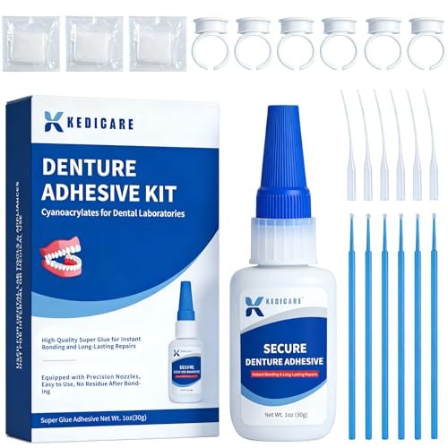 Dental Lab Instant Bonding Denture Adhesive Kit - Denture Repair Glue 1oz for Dentures & Lab Tools, Cracks, Gaps & Loose Teeth | Fast-Setting, Long-Lasting Hold | Safe, No Irritating Odor