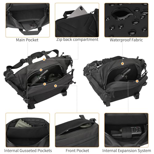 Sac messager molle avec sangle réglable et fermeture zippée BK - 7
