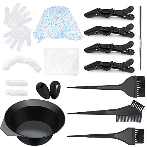 Hair Dye Kit, Hair Tinting Bowl, Ear Cover, Gloves and Dye Brush for DIY Salon Hair Dye Tools and Household Hair Dye Hair Dryer (28 Pieces)