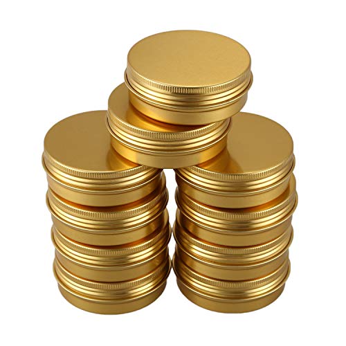 EdorRo 10 Stücke Dosen Schraub Verschluss Container Aluminium Runde Dosen Reise Dosen Vorratsglas Lebensmittel Dosen Container Dosen Mit Deckel, Gold Cover