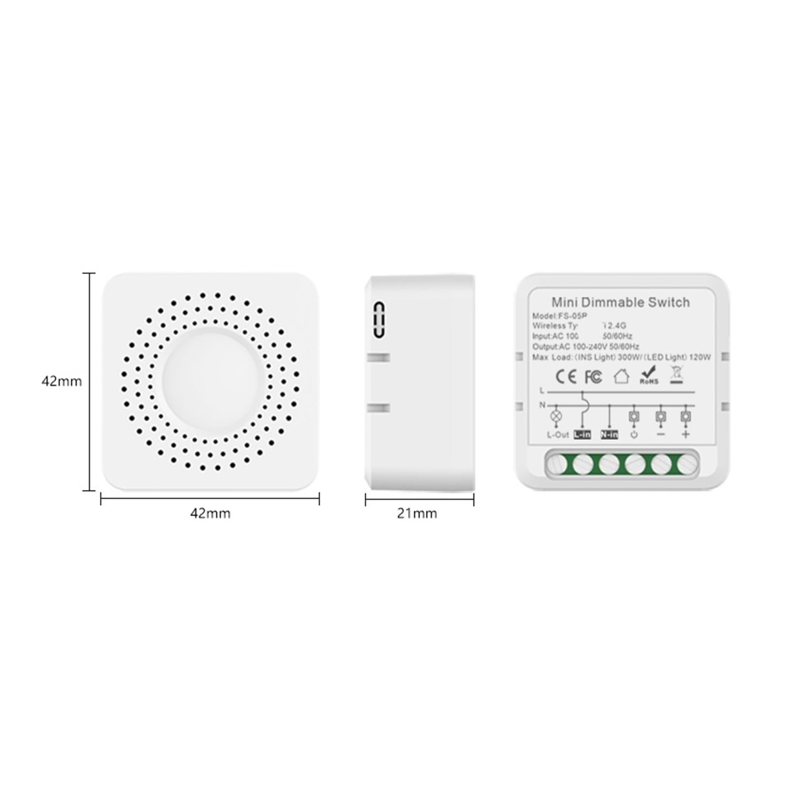 El módulo de interruptor de atenuación inteligente admite interruptor inteligente regulable de control bidireccional AC100-240V 50/60Hz