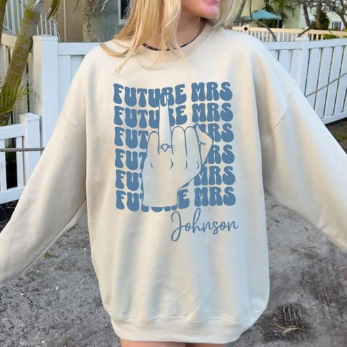 Image of Future Mrs. Engagement Shirt, Personalized Bride to Be T-Shirt with Custom Names and Date, Bridal Shower Gift Idea