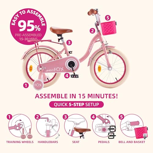Image of Royalbaby Princess Girls Kids Bike 12 14 16 18 20 Inch Children Bicycle with Basket for Age 3-12 Years