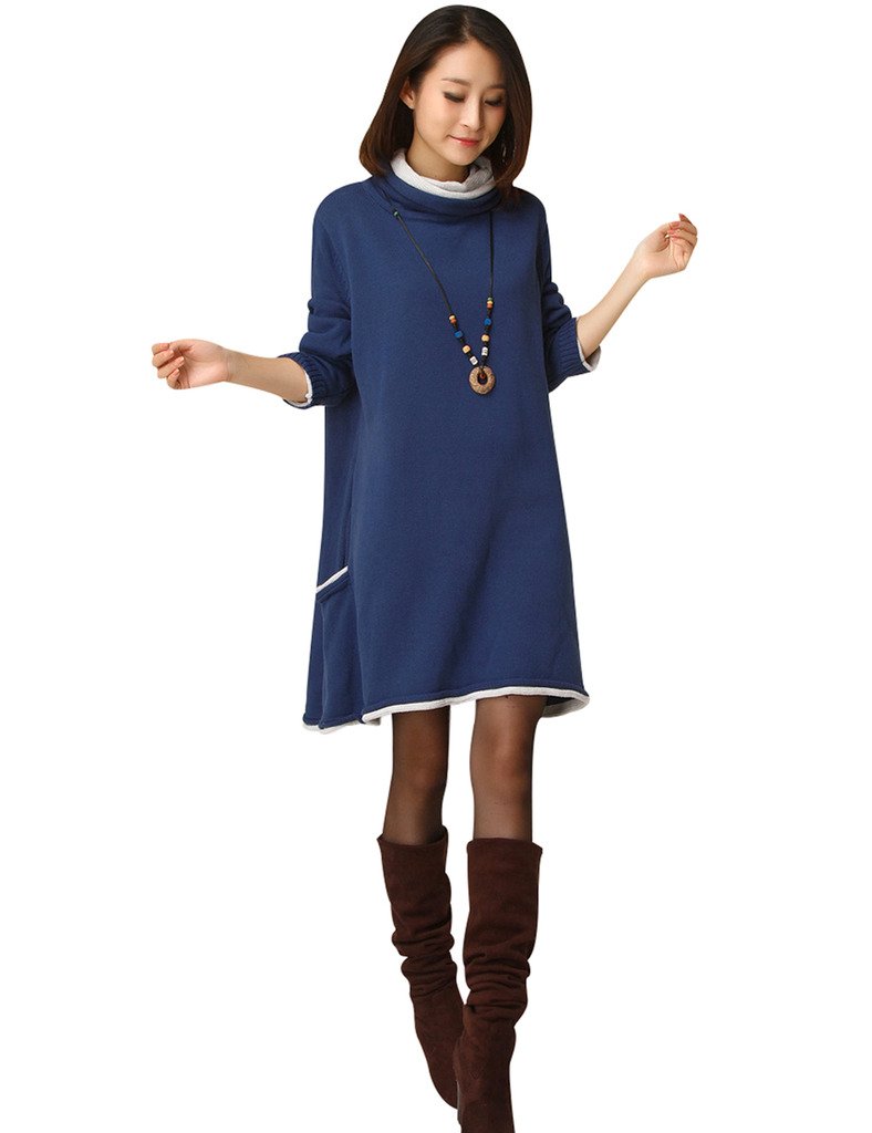 Youlee Donna Collo A-Line A Maglia Maglione Dress Jumper Vestito