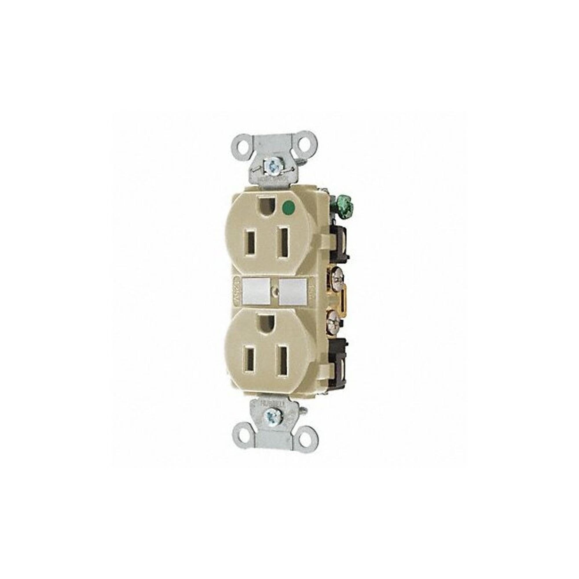 BRYANT Receptacle,Ivory,15A,Nylon,Duplex Outlet
