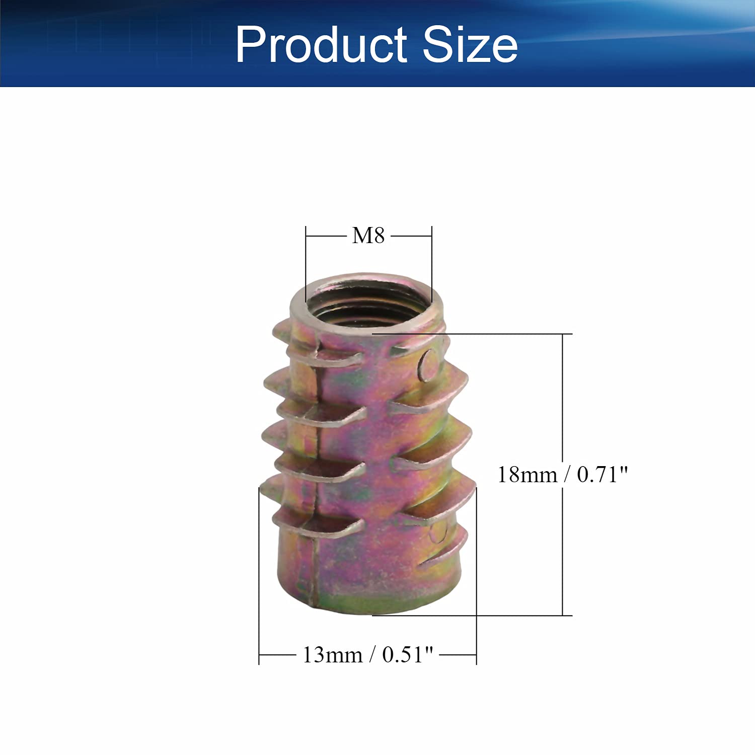 Yinpecly M8 Threaded Insert Nuts Zinc Alloy Hex Socket for Furniture Display Case, Bronze Tone 50pcs